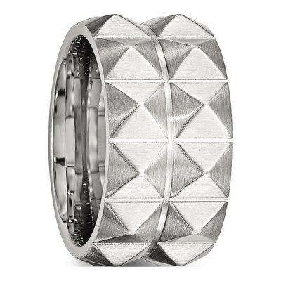 Stainless Steel 12mm Studded Wedding Band – view 5