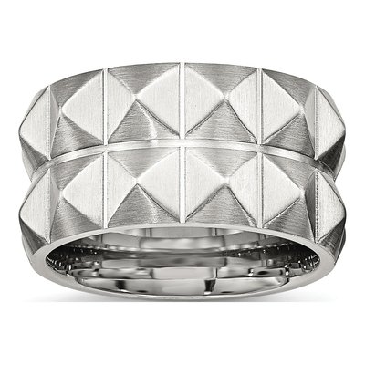 Stainless Steel 12mm Studded Wedding Band