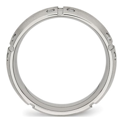 Stainless Steel CZ Wedding Band – view 3