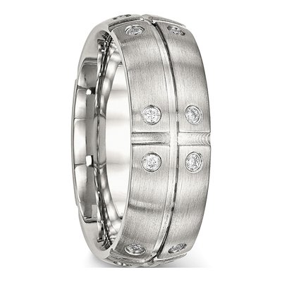 Stainless Steel CZ Wedding Band – view 5