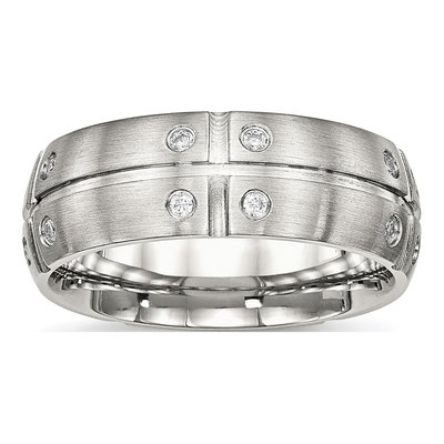 Stainless Steel CZ Wedding Band