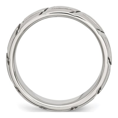 Stainless Steel 8mm Grooved Wedding Band – view 3