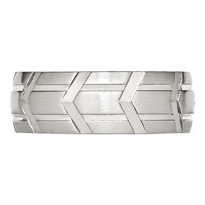 Stainless Steel 8mm Grooved Wedding Band – view 4