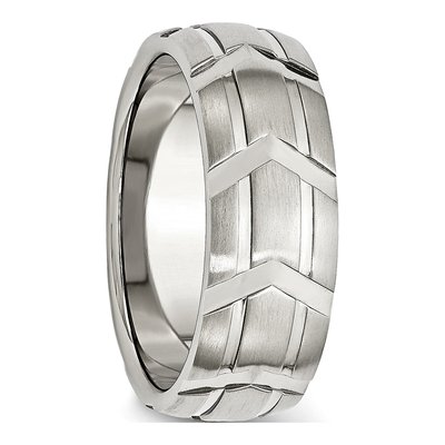 Stainless Steel 8mm Grooved Wedding Band – view 5