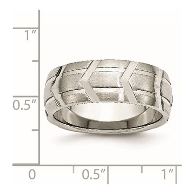 Stainless Steel 8mm Grooved Wedding Band – view 7