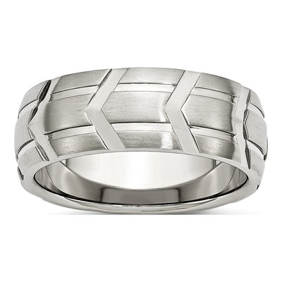 Stainless Steel 8mm Grooved Wedding Band