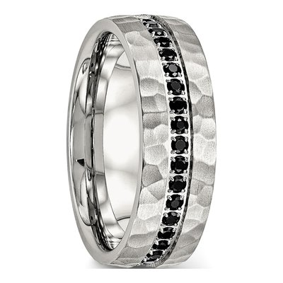 Stainless Steel CZ Wedding Band – view 6