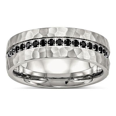 Stainless Steel CZ Wedding Band