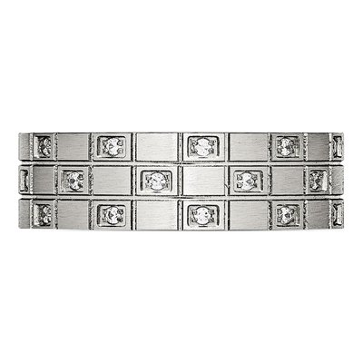 Stainless Steel CZ Grooved Wedding Band – view 4