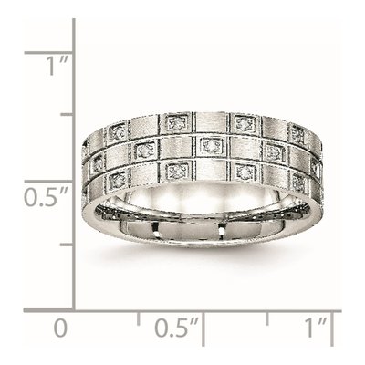 Stainless Steel CZ Grooved Wedding Band – view 7