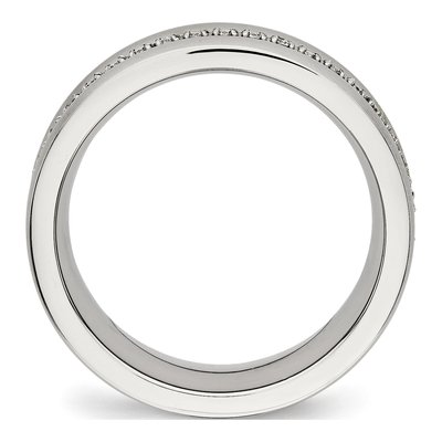 Stainless Steel CZ Checkered Wedding Band – view 3