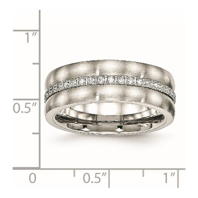 Stainless Steel CZ Checkered Wedding Band – view 7