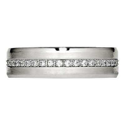 Stainless Steel CZ Wedding Band – view 4