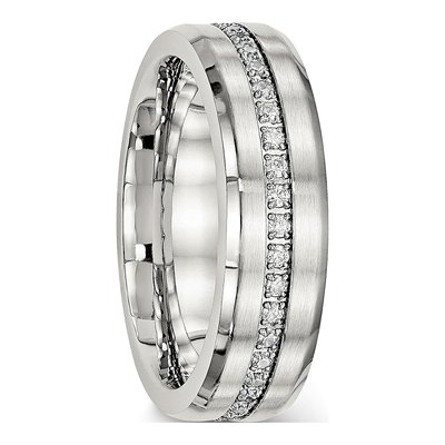 Stainless Steel CZ Wedding Band – view 5