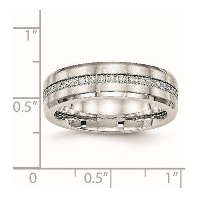 Stainless Steel CZ Wedding Band – view 7