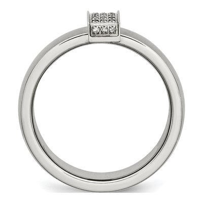 Stainless Steel CZ Wedding Band – view 3