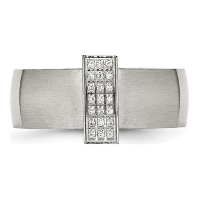 Stainless Steel CZ Wedding Band – view 5