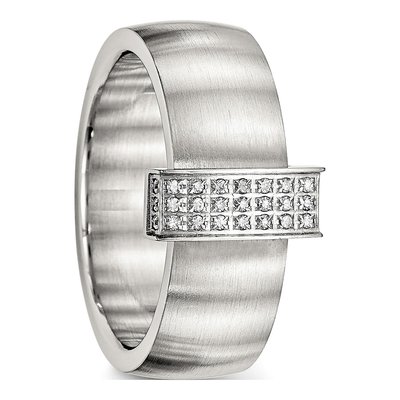 Stainless Steel CZ Wedding Band – view 6