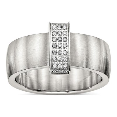 Stainless Steel CZ Wedding Band