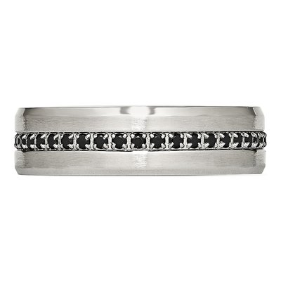 Stainless Steel CZ Wedding Band – view 4
