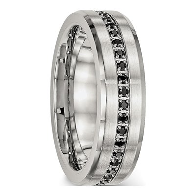 Stainless Steel CZ Wedding Band – view 5
