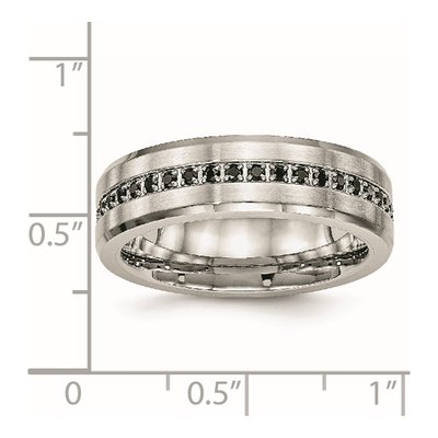 Stainless Steel CZ Wedding Band – view 7