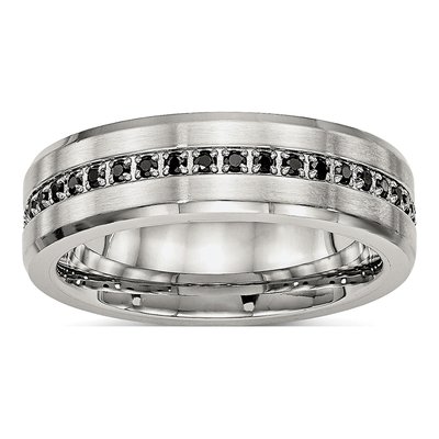Stainless Steel CZ Wedding Band