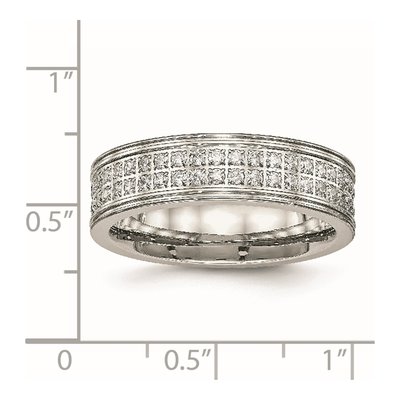 Stainless Steel CZ Wedding Band – view 8