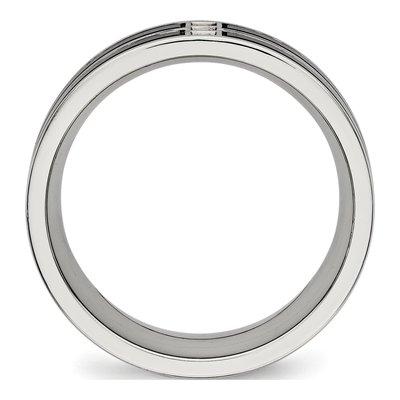 Black Stainless Steel CZ Wedding Band – view 3