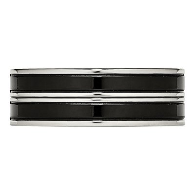 Black Stainless Steel CZ Wedding Band – view 4