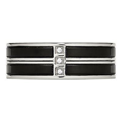Black Stainless Steel CZ Wedding Band – view 5