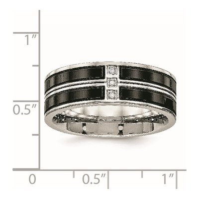 Black Stainless Steel CZ Wedding Band – view 8