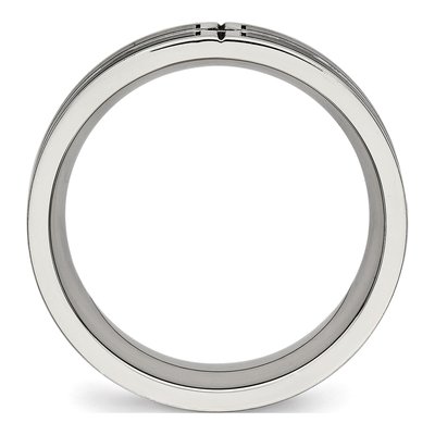 Black Stainless Steel CZ Center Wedding Band – view 2