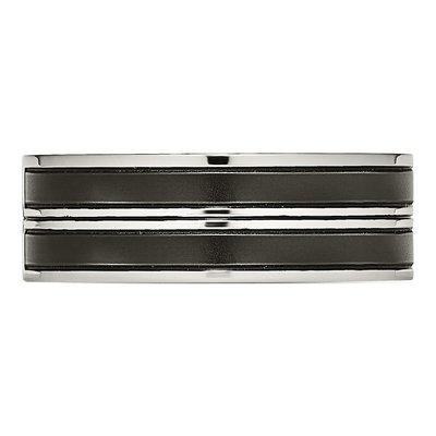 Black Stainless Steel CZ Center Wedding Band – view 3
