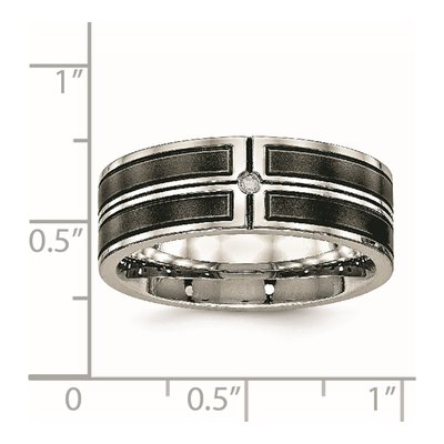 Black Stainless Steel CZ Center Wedding Band – view 7