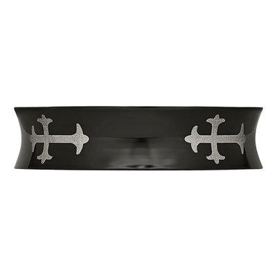 Black Stainless Steel 6mm Cross Wedding Band – view 6