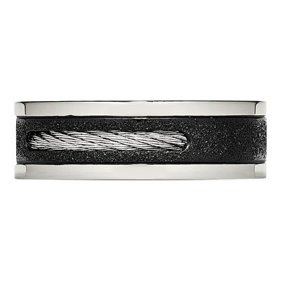 Black Stainless Steel CZ Wedding Band – view 3