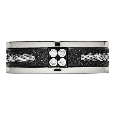 Black Stainless Steel CZ Wedding Band – view 4