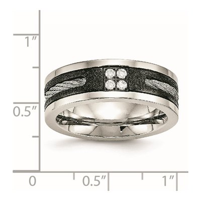 Black Stainless Steel CZ Wedding Band – view 7