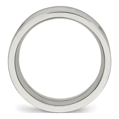 Stainless Steel 8mm Grooved Comfort-Fit Wedding Band – view 3