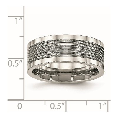 Stainless Steel 8mm Grooved Comfort-Fit Wedding Band – view 7