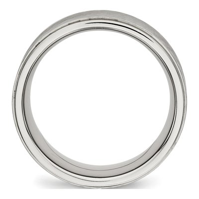 Stainless Steel 9mm Ridged Wedding Band – view 2