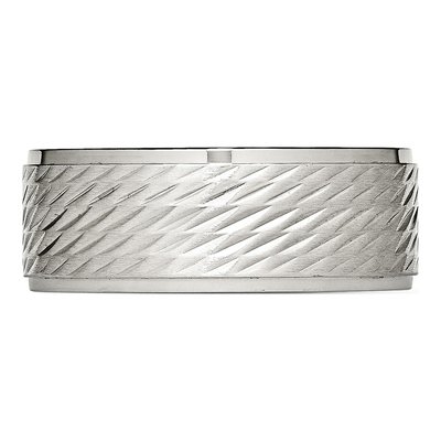 Stainless Steel 9mm Ridged Wedding Band – view 3