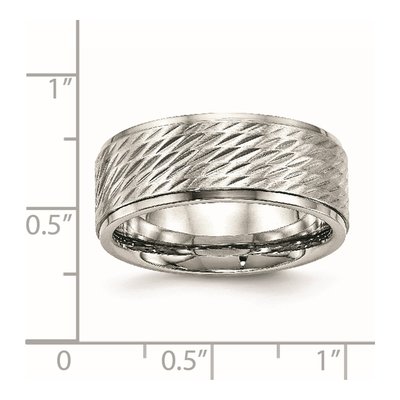 Stainless Steel 9mm Ridged Wedding Band – view 6