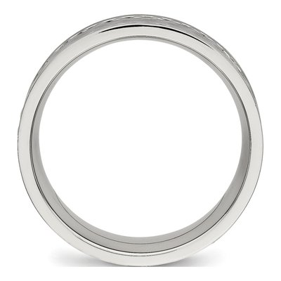 Stainless Steel 8mm Hammered Comfort-Fit Wedding Band – view 2