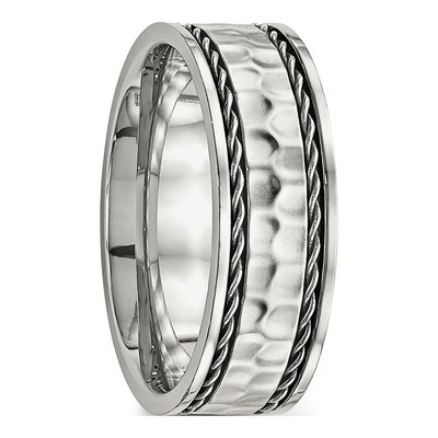 Stainless Steel 8mm Hammered Comfort-Fit Wedding Band – view 4