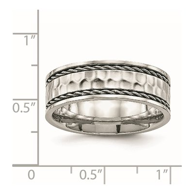Stainless Steel 8mm Hammered Comfort-Fit Wedding Band – view 6