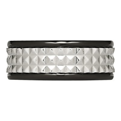 Black Stainless Steel 9mm Studded Wedding Band – view 4