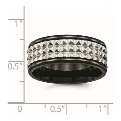Black Stainless Steel 9mm Studded Wedding Band – view 7