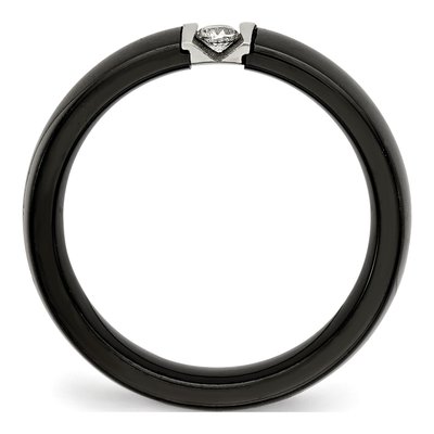 Stainless Steel CZ Ceramic Ring – view 2
